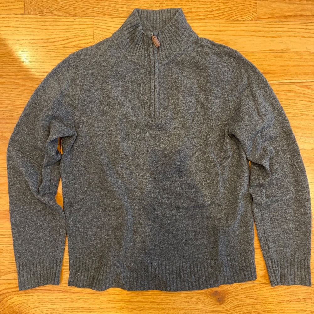 J Crew Sweater Mens Medium Slim Half Zip Pullover Lambswool Knit Winter Warm